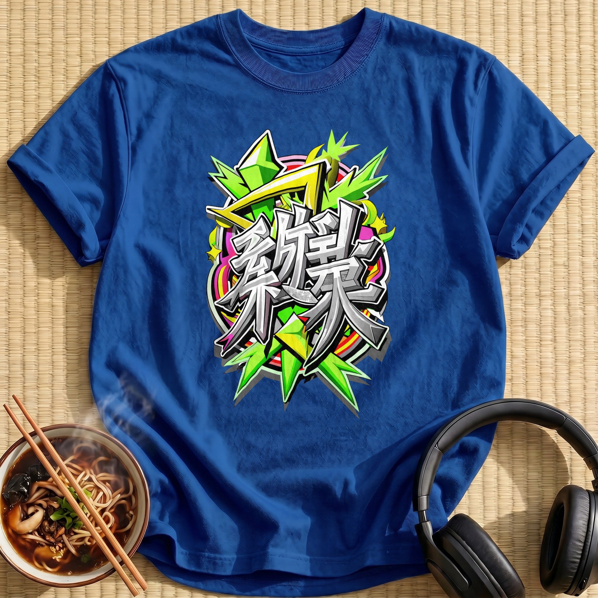 Green Graffiti Japanese Kanji Lettering Art - Royal