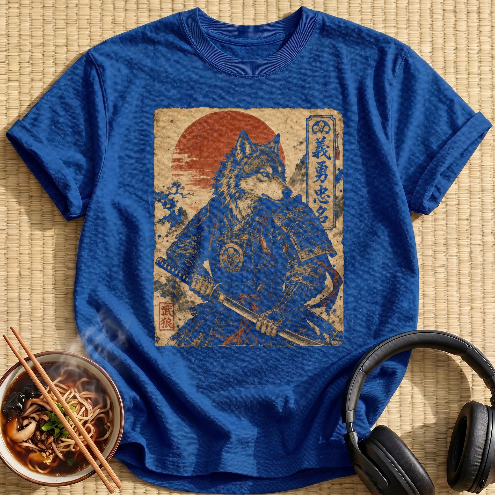 Grey Wolf Samurai Crossed Swords