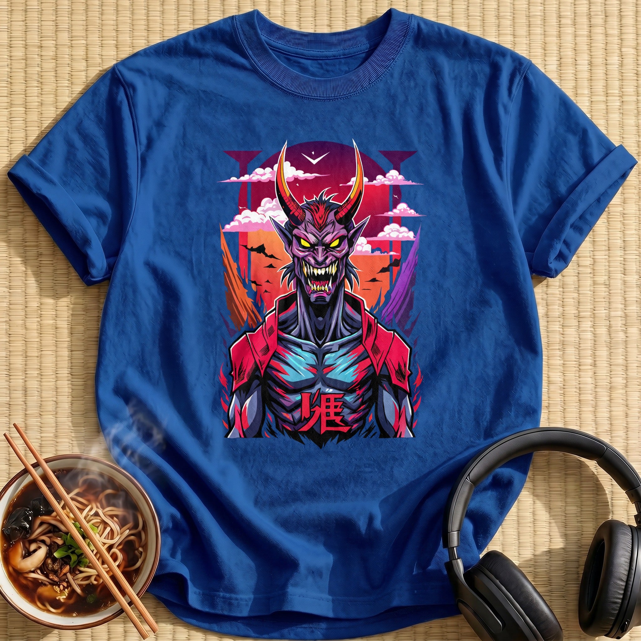Horned Red Demon Sunset Portrait - Royal