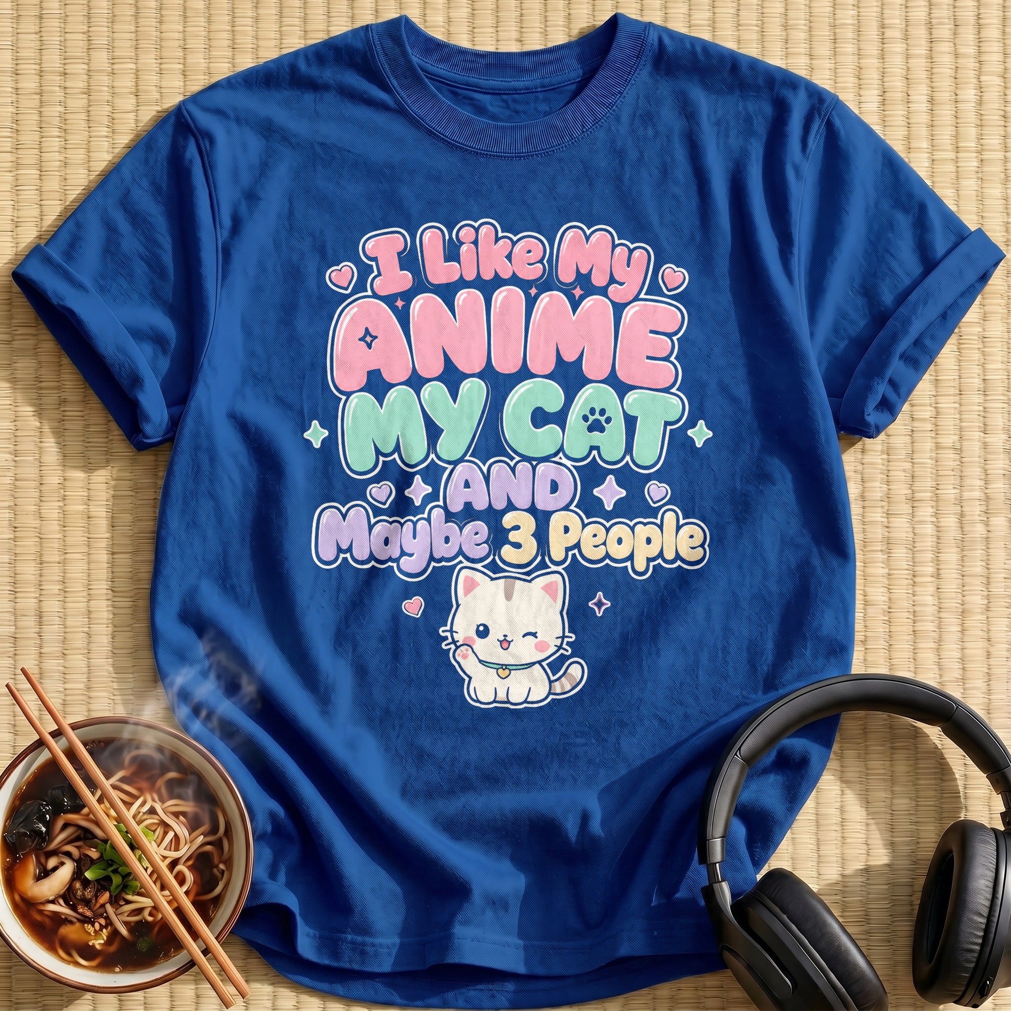 I Like My Anime My Cat And Maybe 3 People (stacked colour)