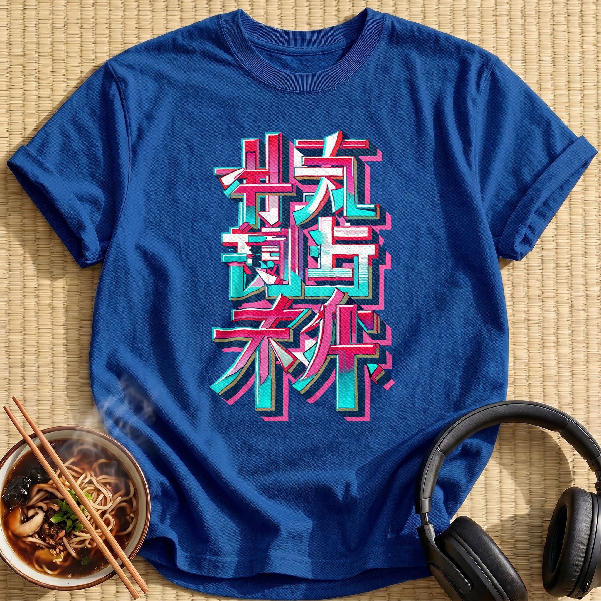 Neon Glitch Japanese Kanji Lettering - Royal