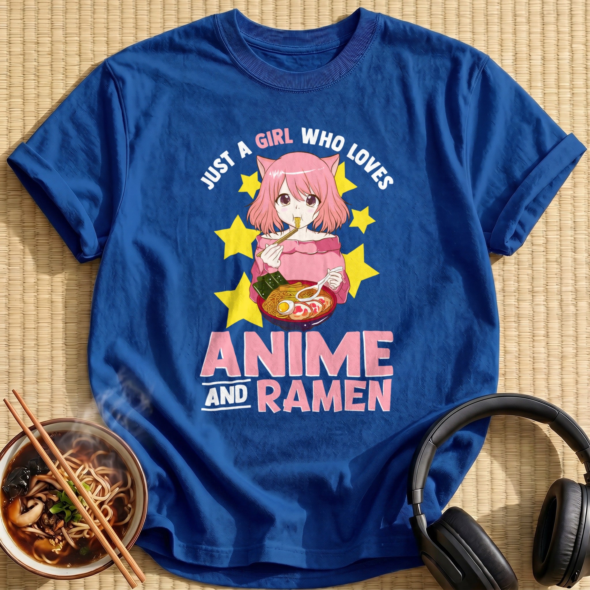 Pink Cat Girl Slurping Ramen - Royal