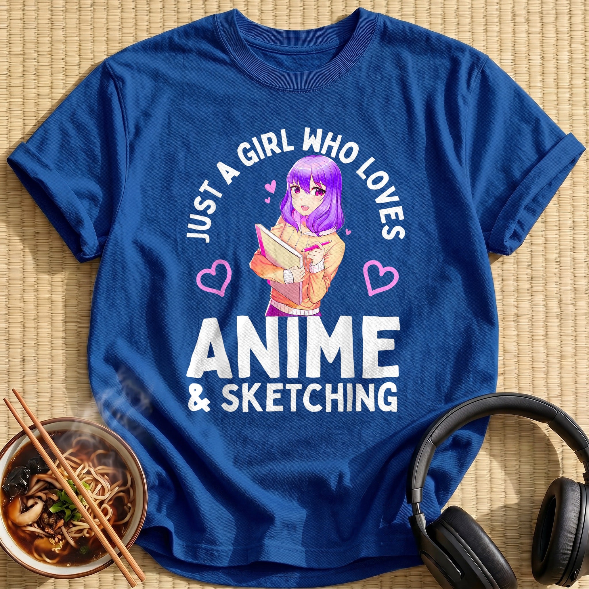 Purple Hair Sketching Anime Girl - Royal