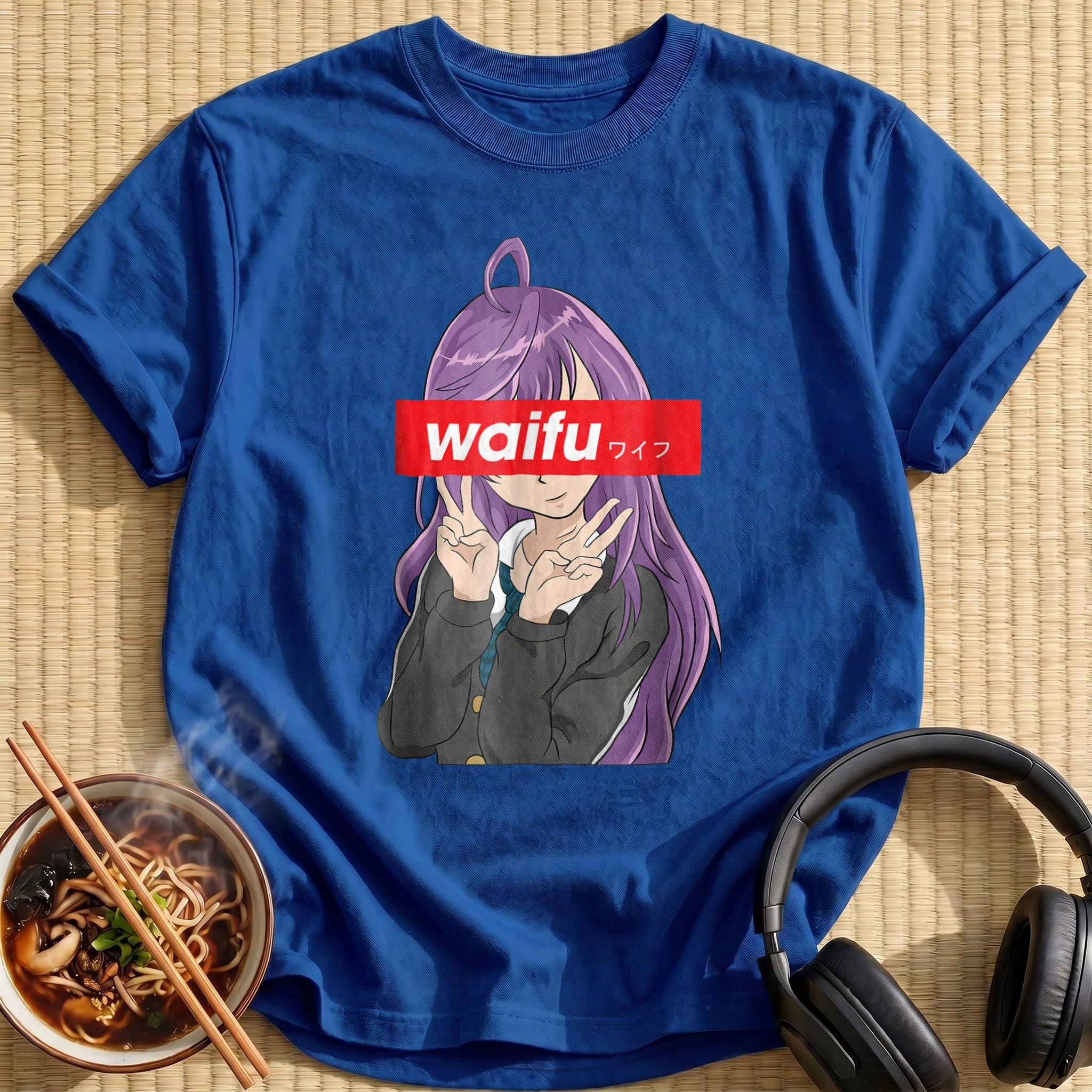 Purple Haired Waifu Peace Sign Girl - Royal