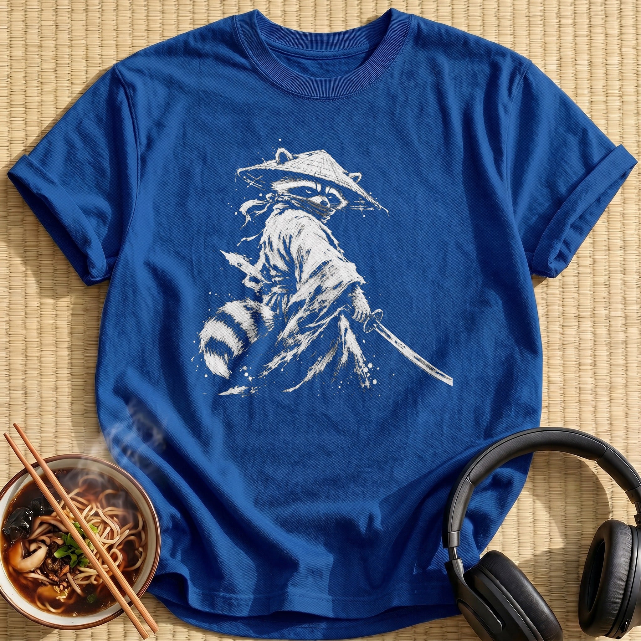 Raccoon Ronin Straw Hat Monochrome