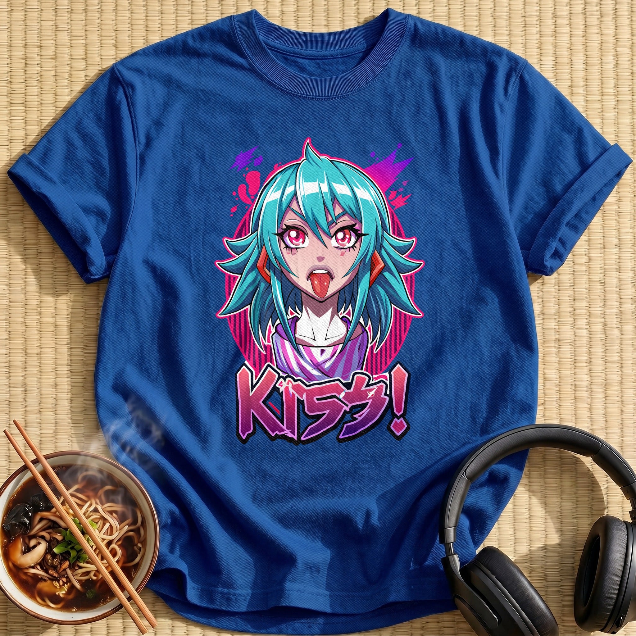 Teal Hair Anime Girl Kiss - Royal