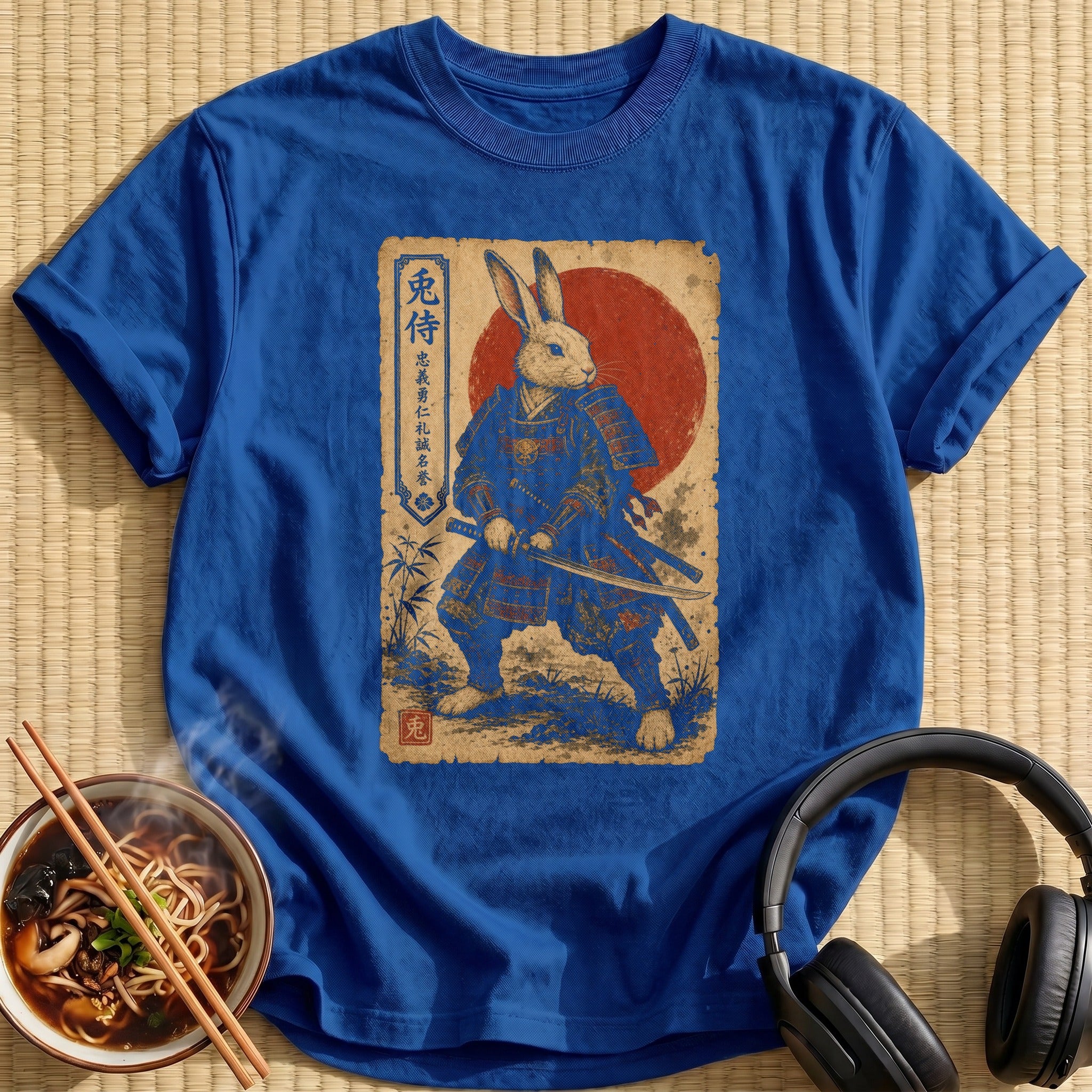 Vintage Samurai Rabbit Red Sun