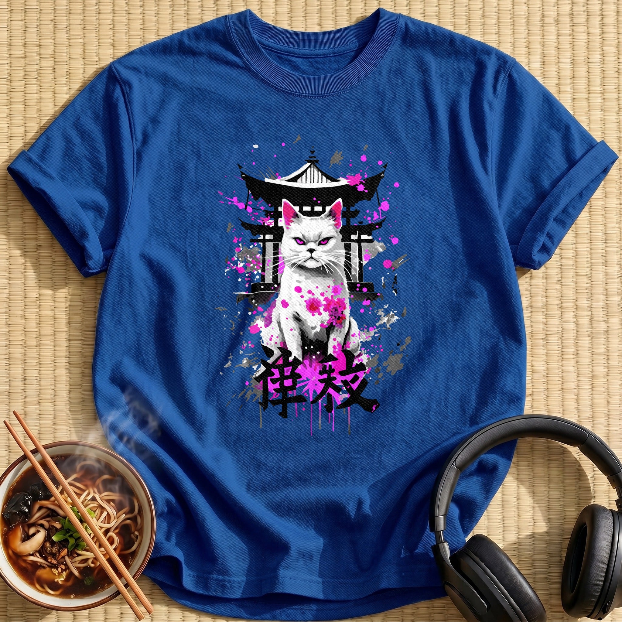 White Cat Pink Splatter Shrine - Royal