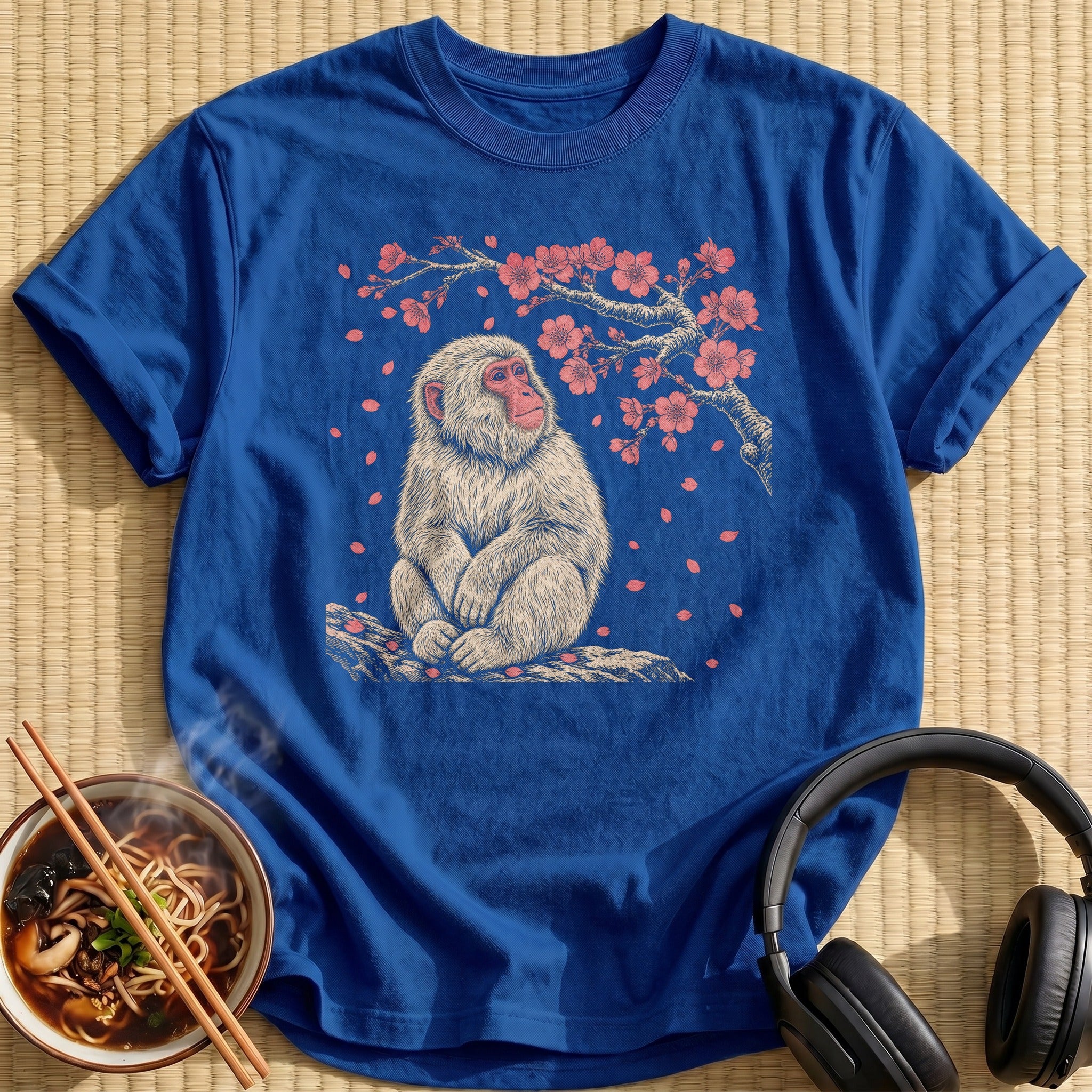 White Snow Monkey Cherry Blossoms