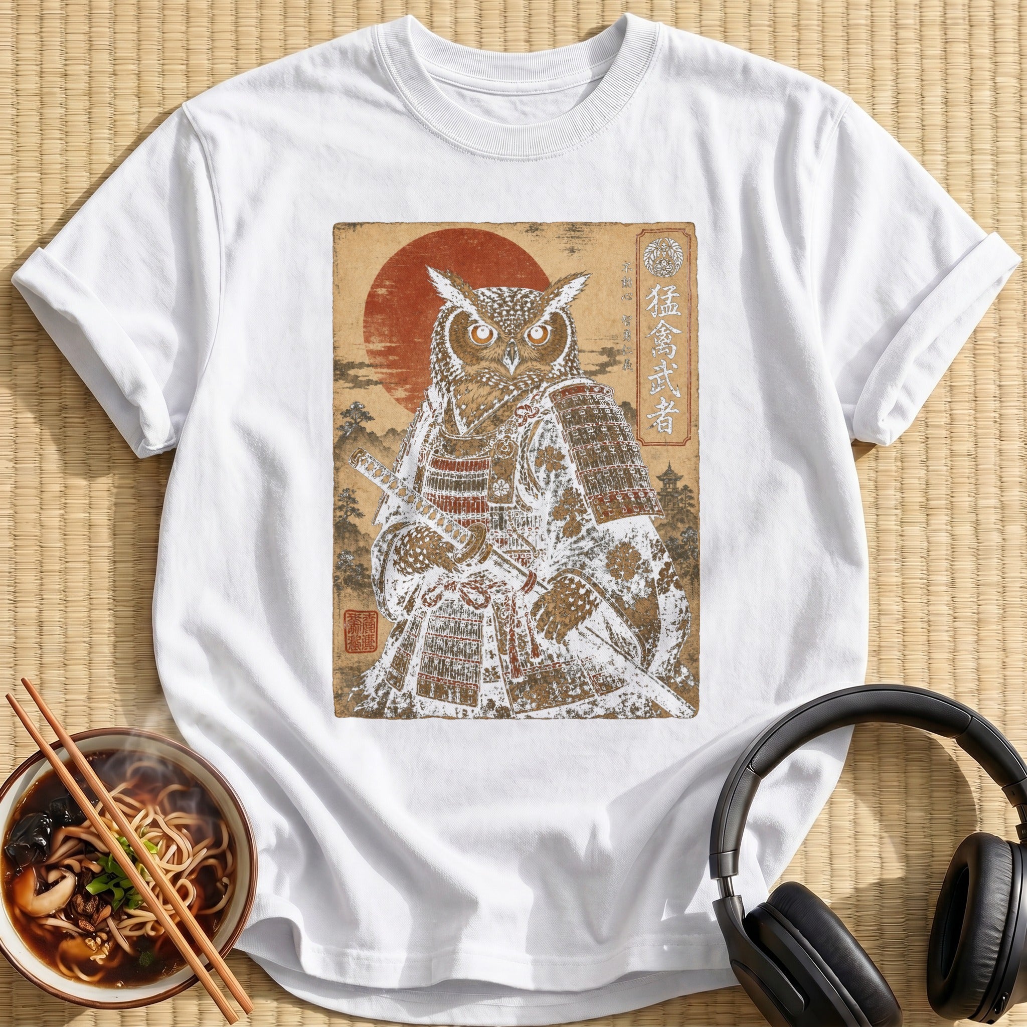 Armored Owl Warrior Japanese Woodblock