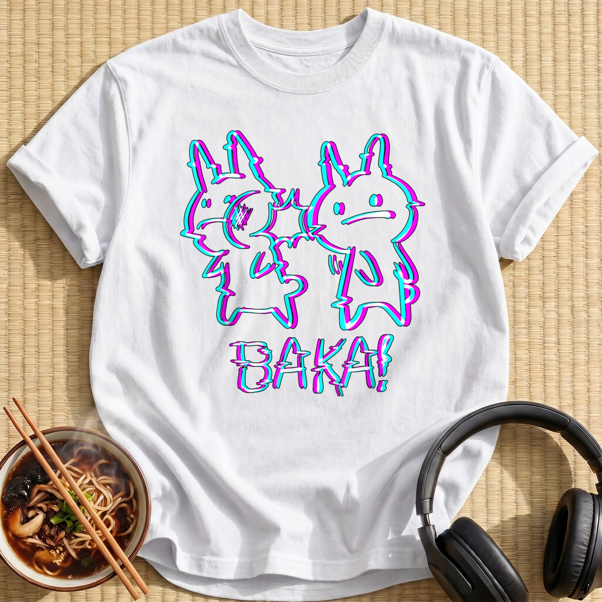 Baka Glitch Rabbits Slap Meme - White