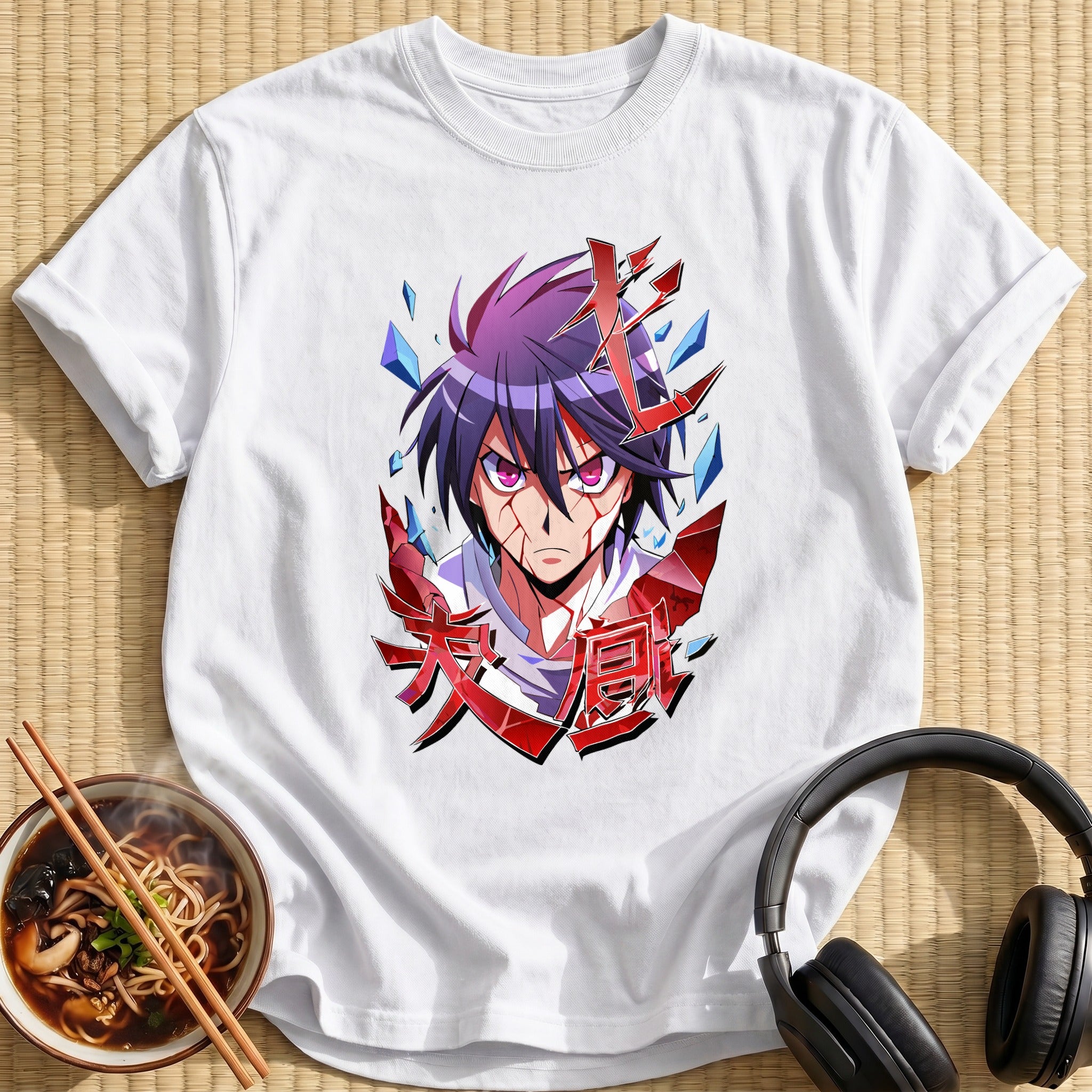 Bloodied Scarred Anime Warrior Portrait - White