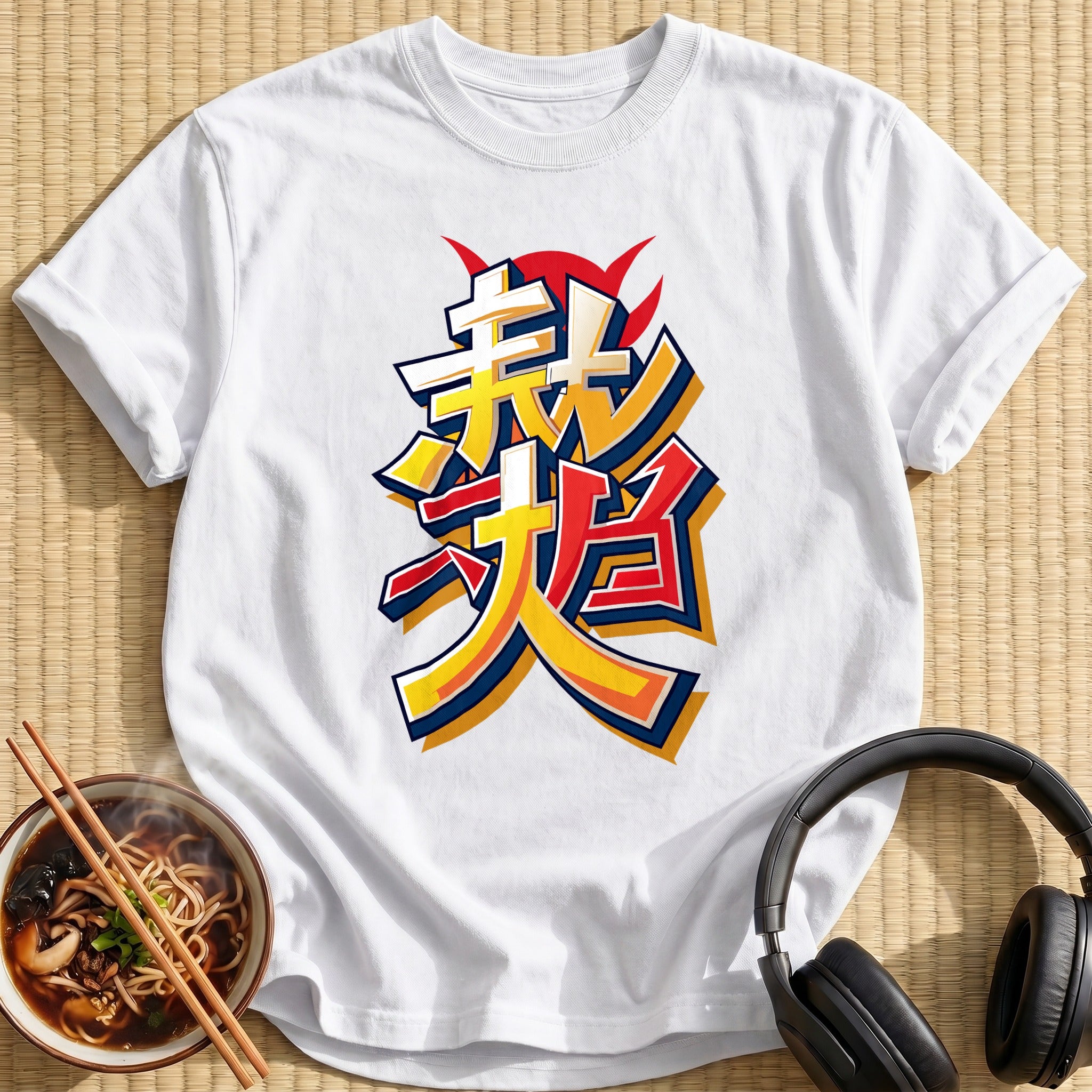 Bold Japanese Kanji Graffiti Lettering - White