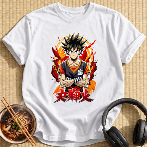 Crossed Arms Fiery Anime Warrior - White