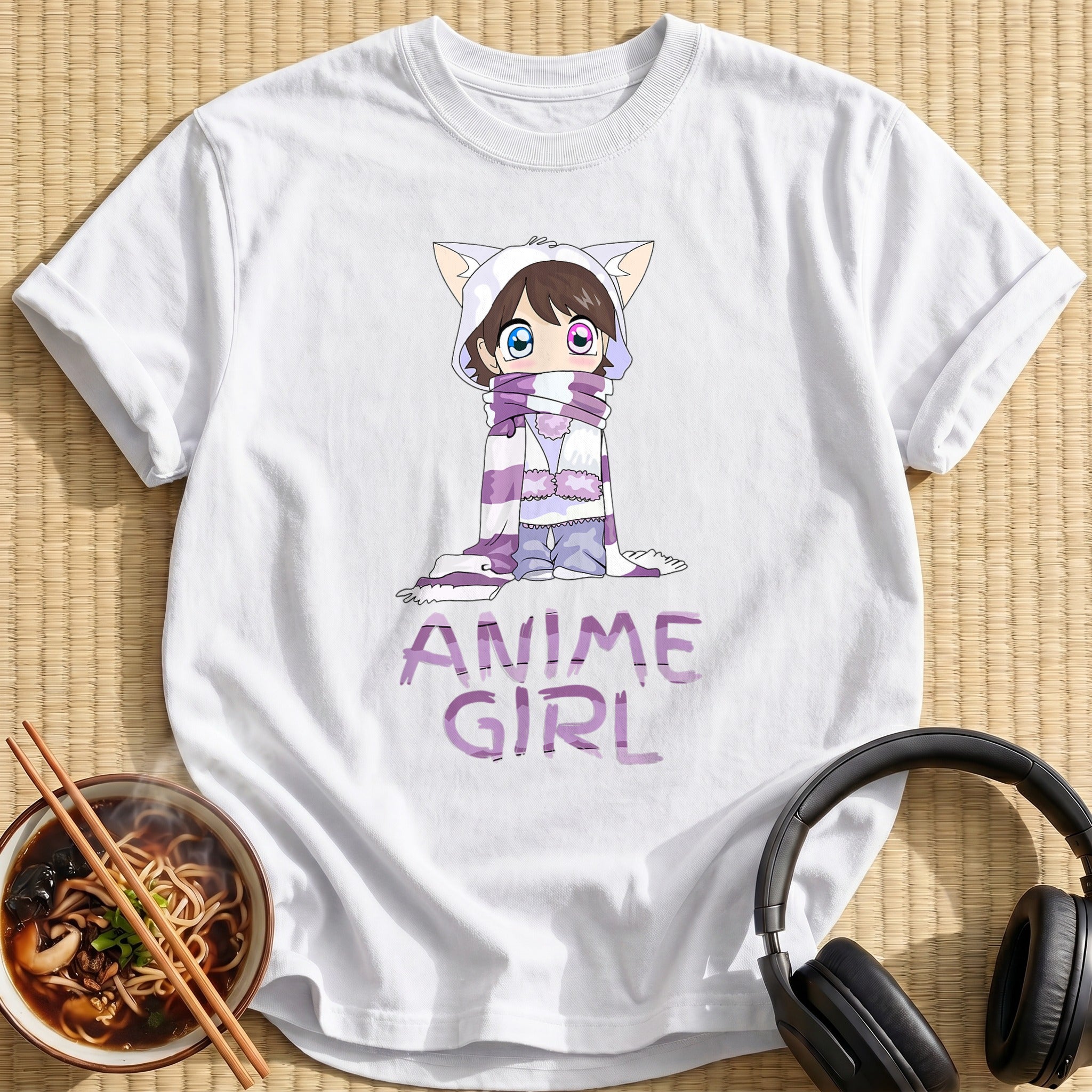 Cute Chibi Girl Kitty Hoodie - White