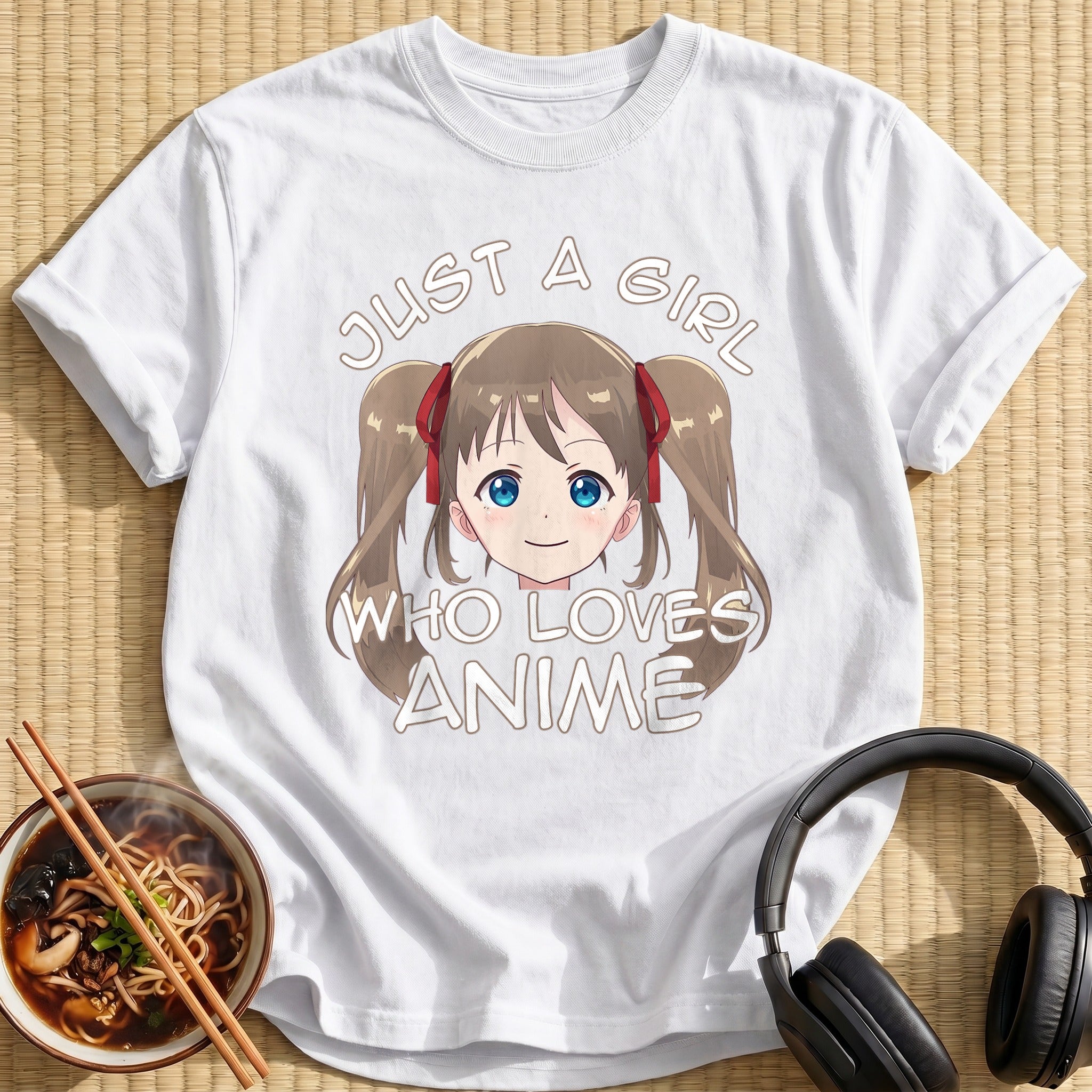 Cute Pigtail Girl Blue Eyes Smiling - White