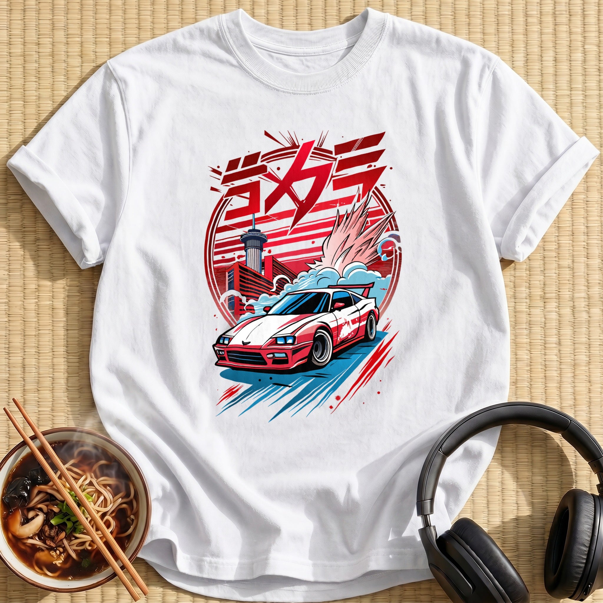 Drifting Sports Car Tokyo Tower - White