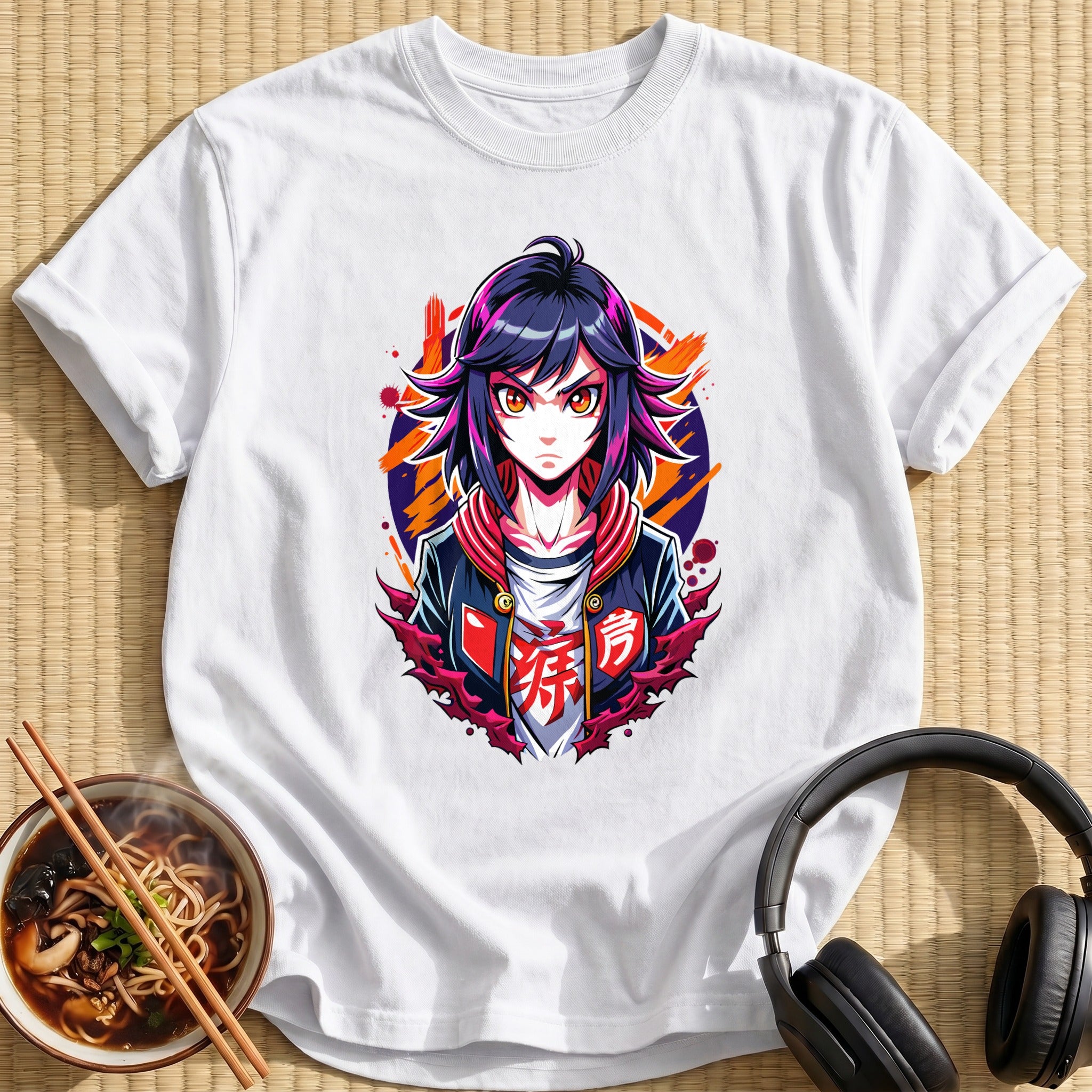 Fierce Glaring Anime Girl Jacket - White