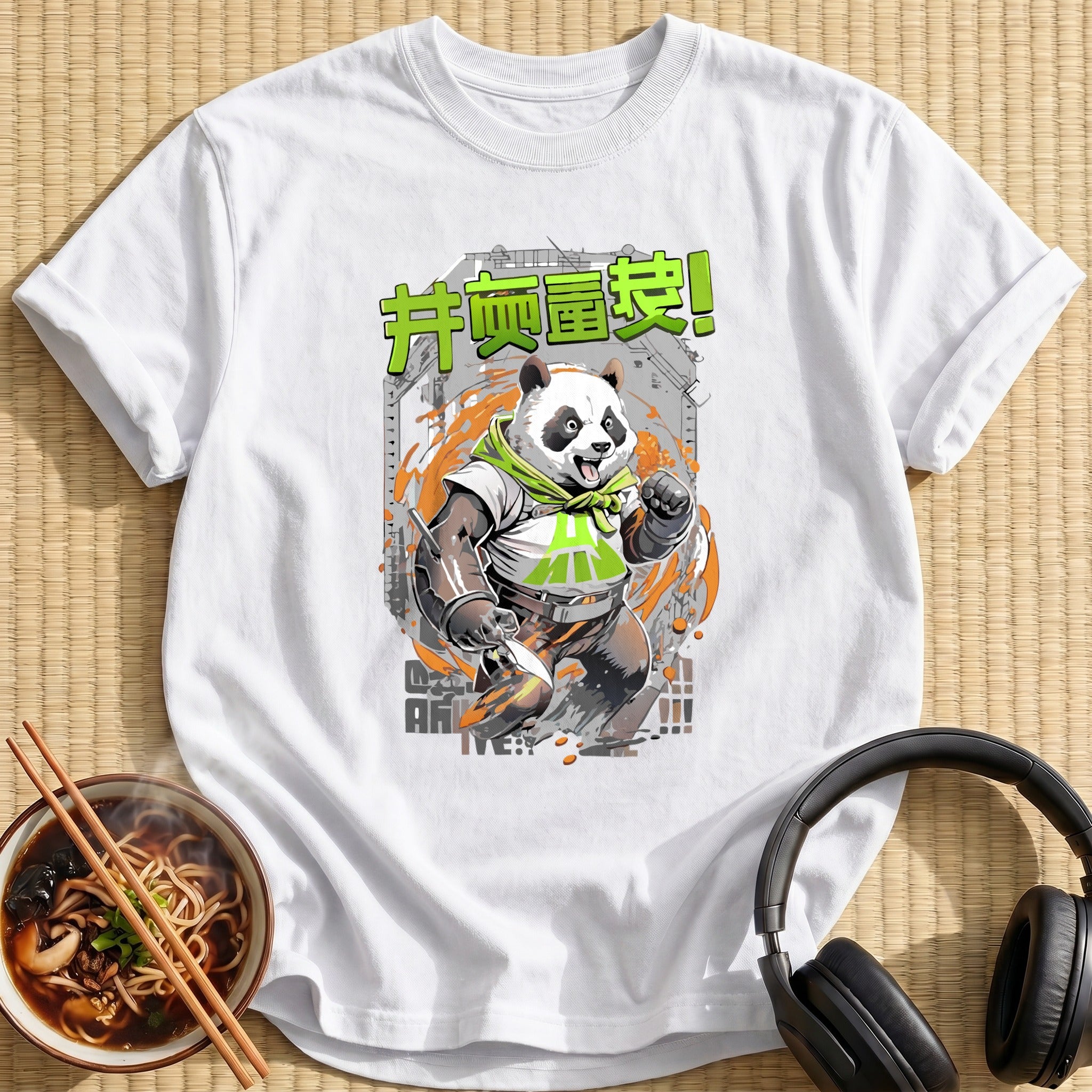 Fighting Panda Green Splash Action - White