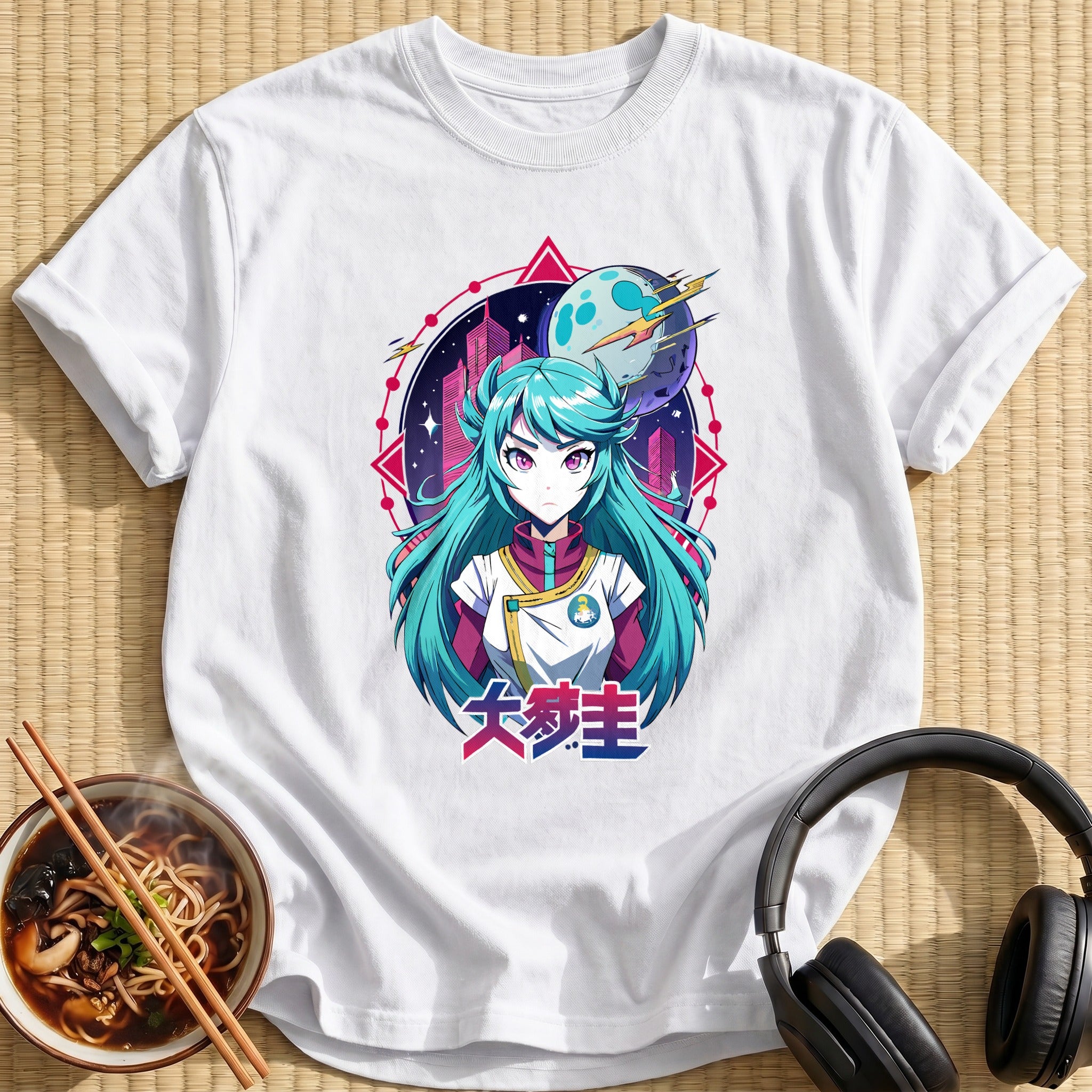 Futuristic Space City Anime Girl - White