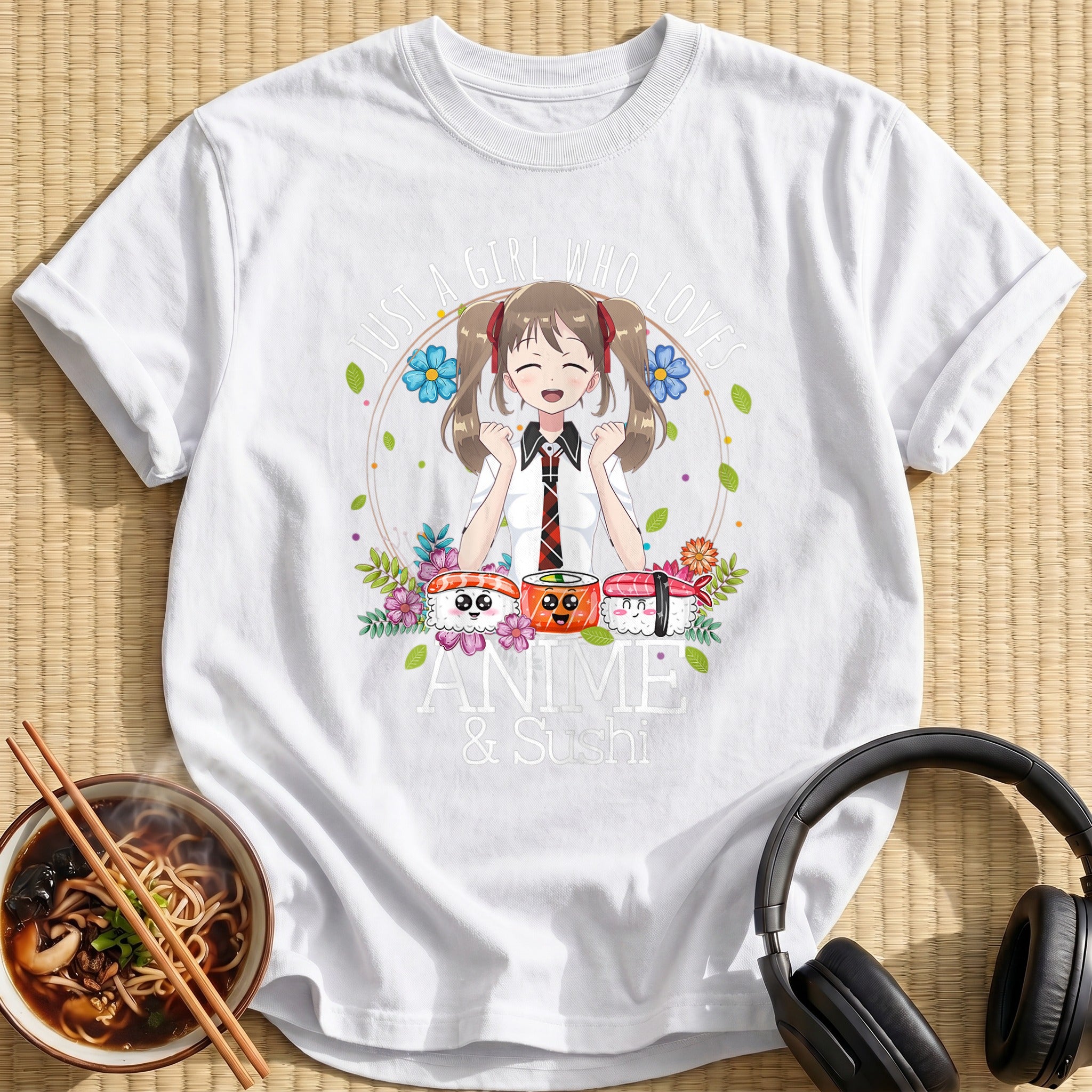 Girl Loves Anime And Sushi - White