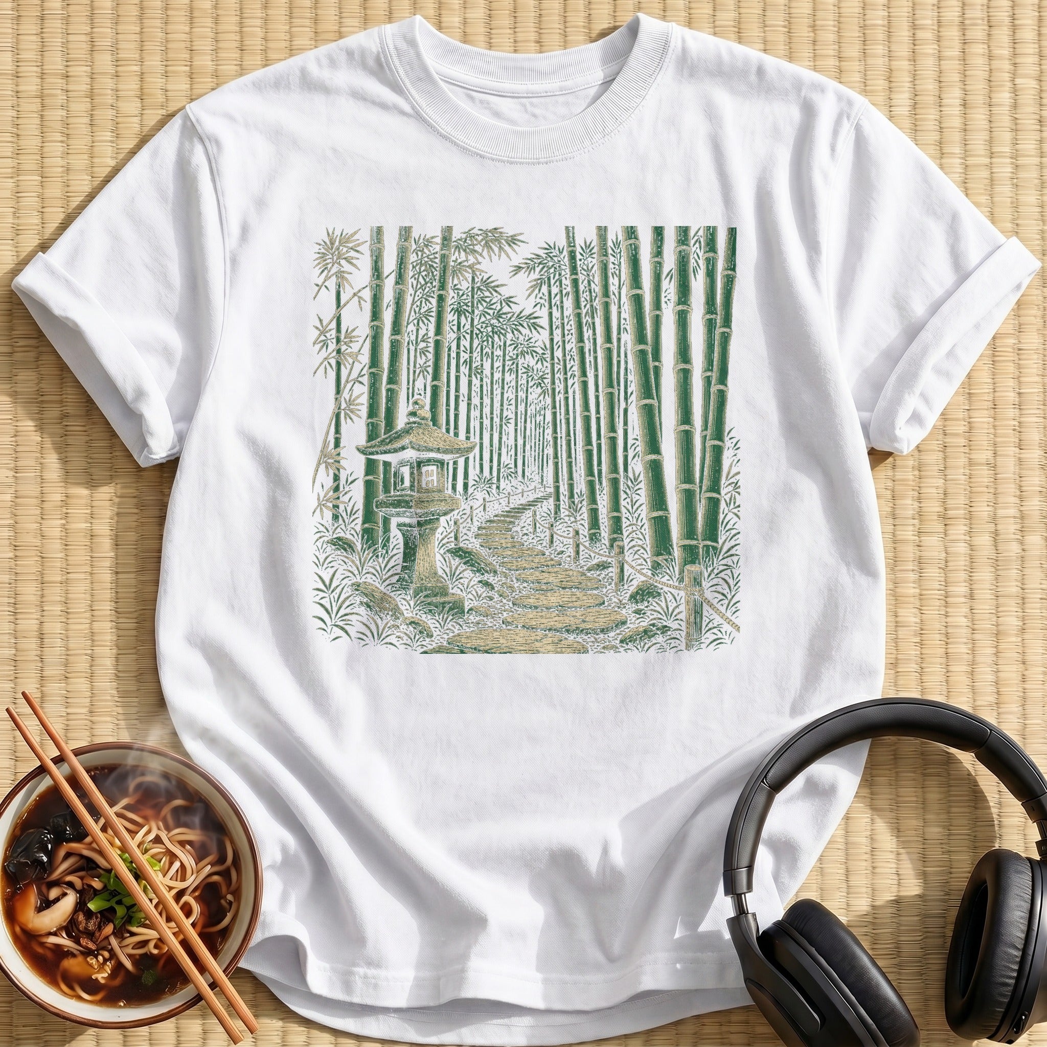 Green Bamboo Forest Stone Lantern