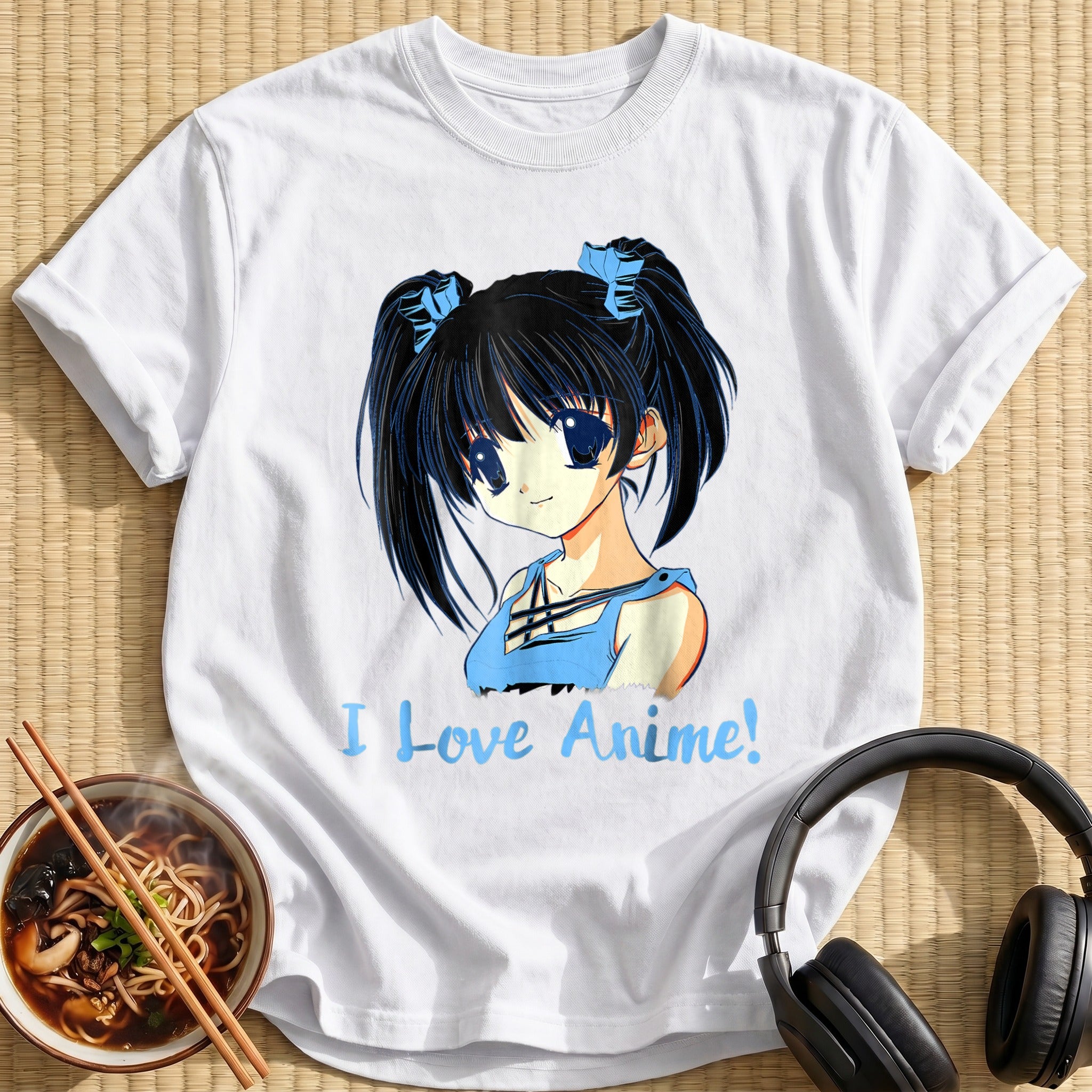 I Love Anime Twintail Girl Portrait - White