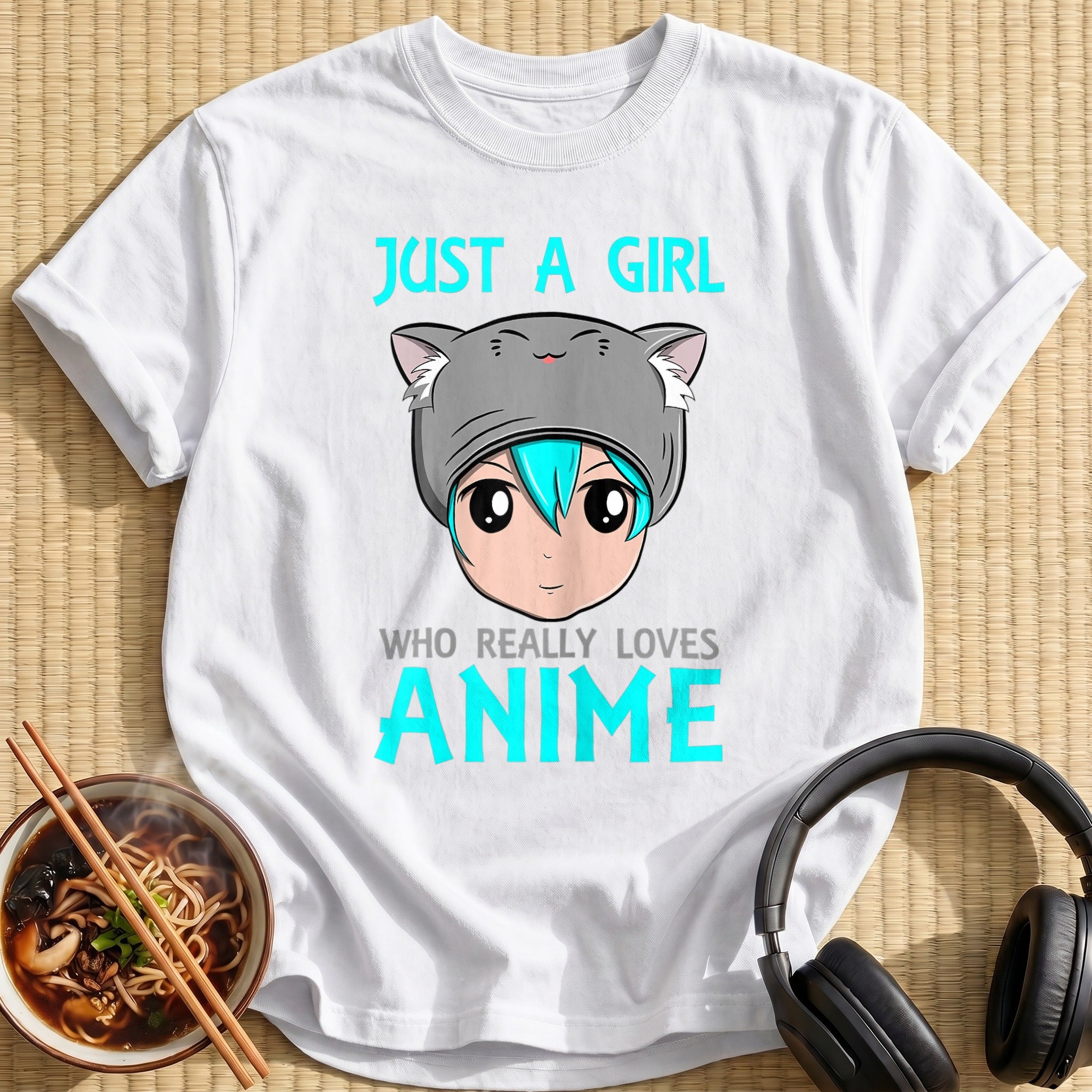 Just A Girl Loves Anime Kitty - White