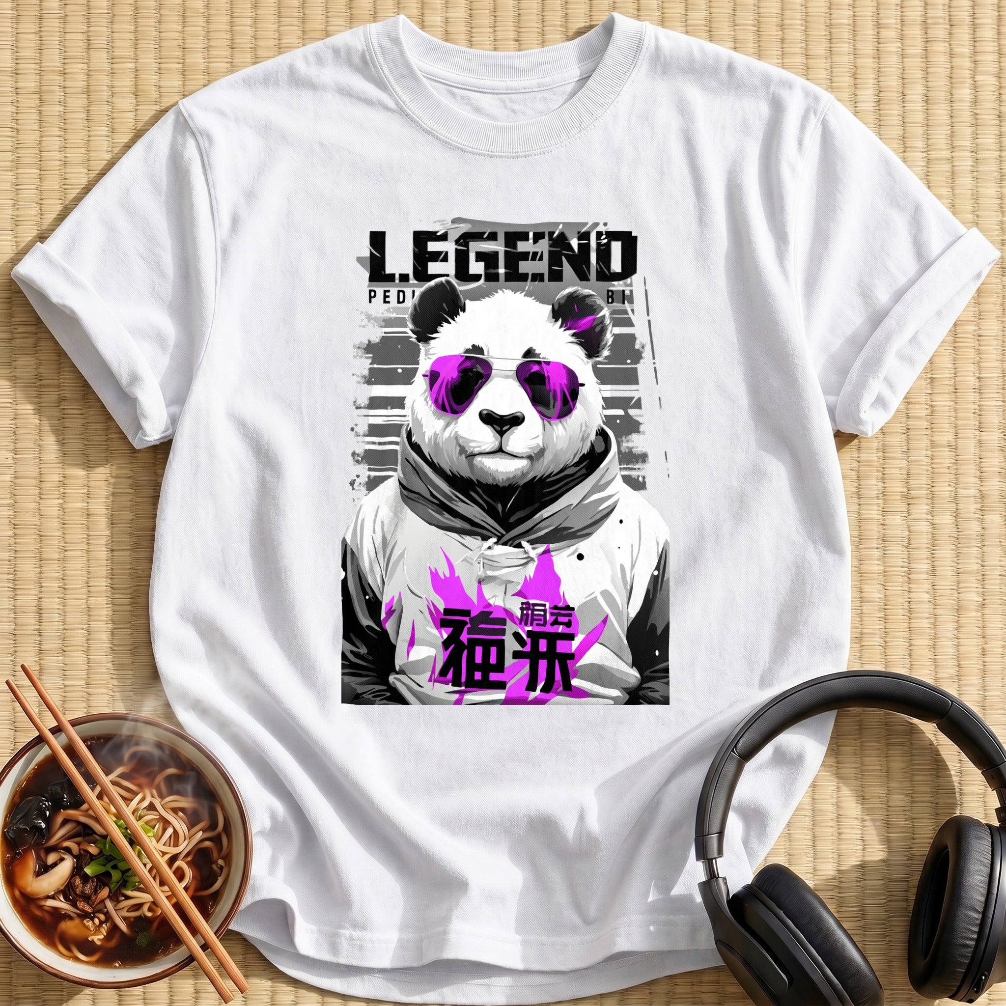Legend Panda Wearing Purple Sunglasses - White