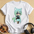 Mint Hair Chibi Tomboy Catgirl - White