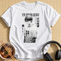 Monochrome Anime Man Casual Tee Portrait - White