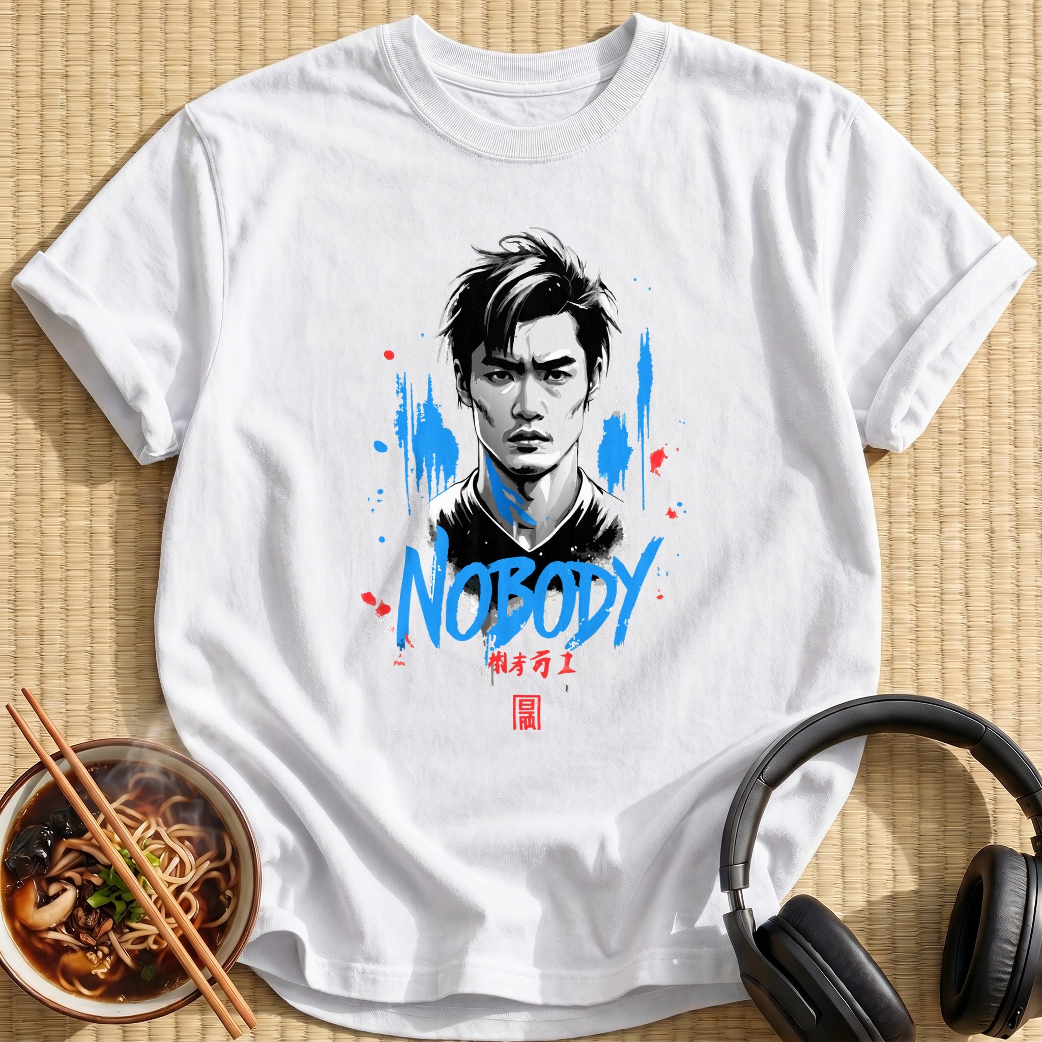 Nobody Brooding Anime Man Portrait - White