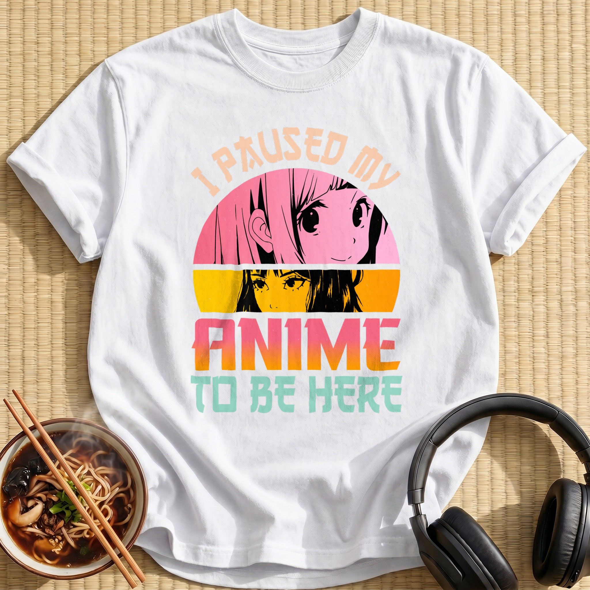 Paused My Anime Two Girls Sunset - White