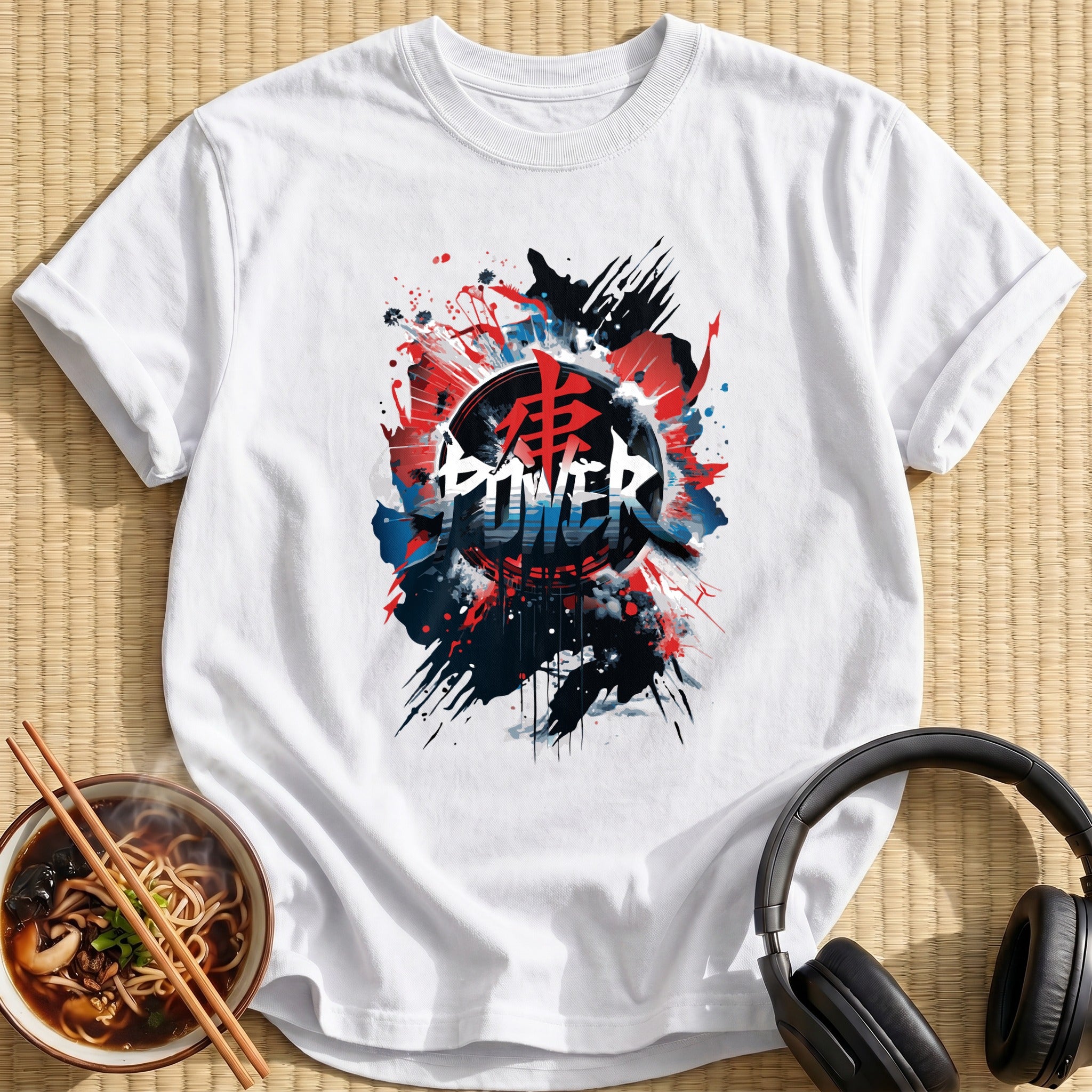 Power Kanji Ink Splatter Graffiti - White