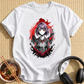 Purple Hair Red Eyes Girl - White