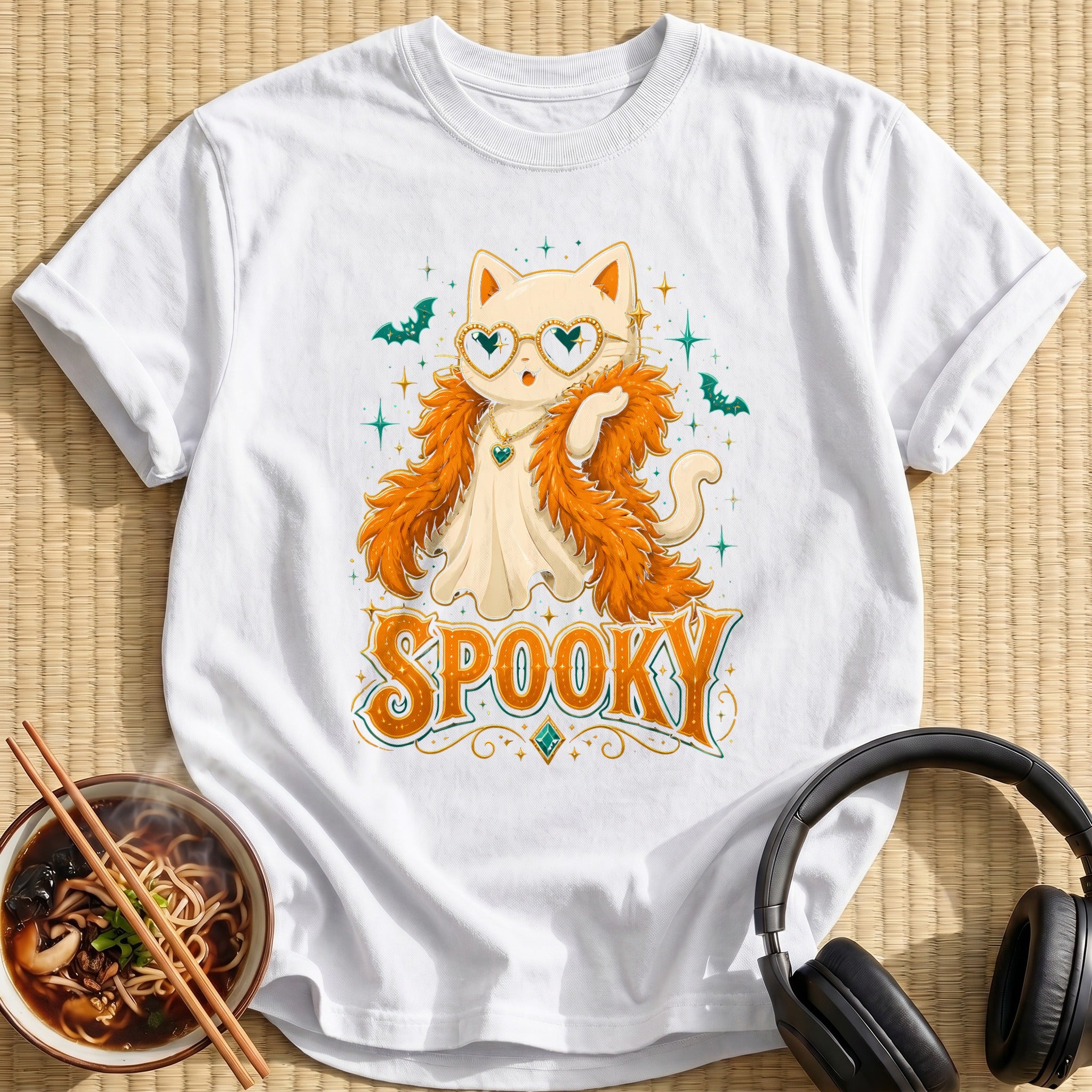 Spooky Glam Cat - White