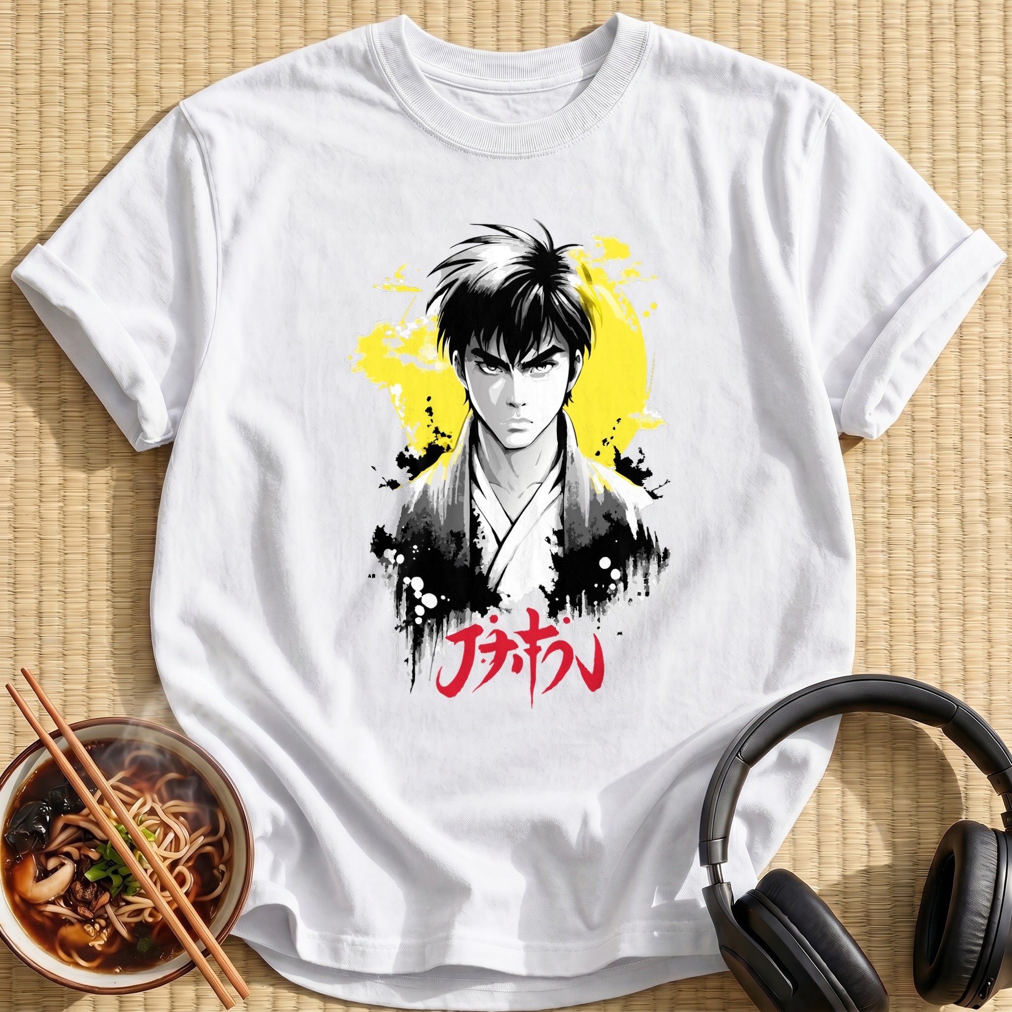 Stern Samurai Man Yellow Sun - White