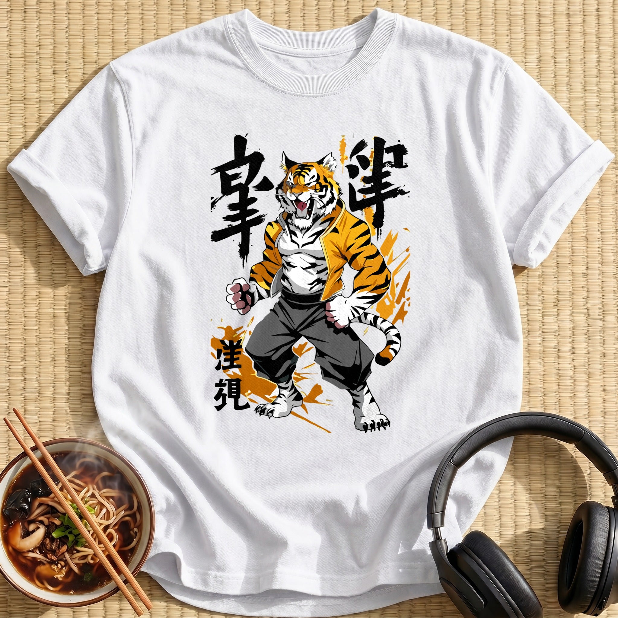 Strong Muscular Tiger Fighter Stance - White