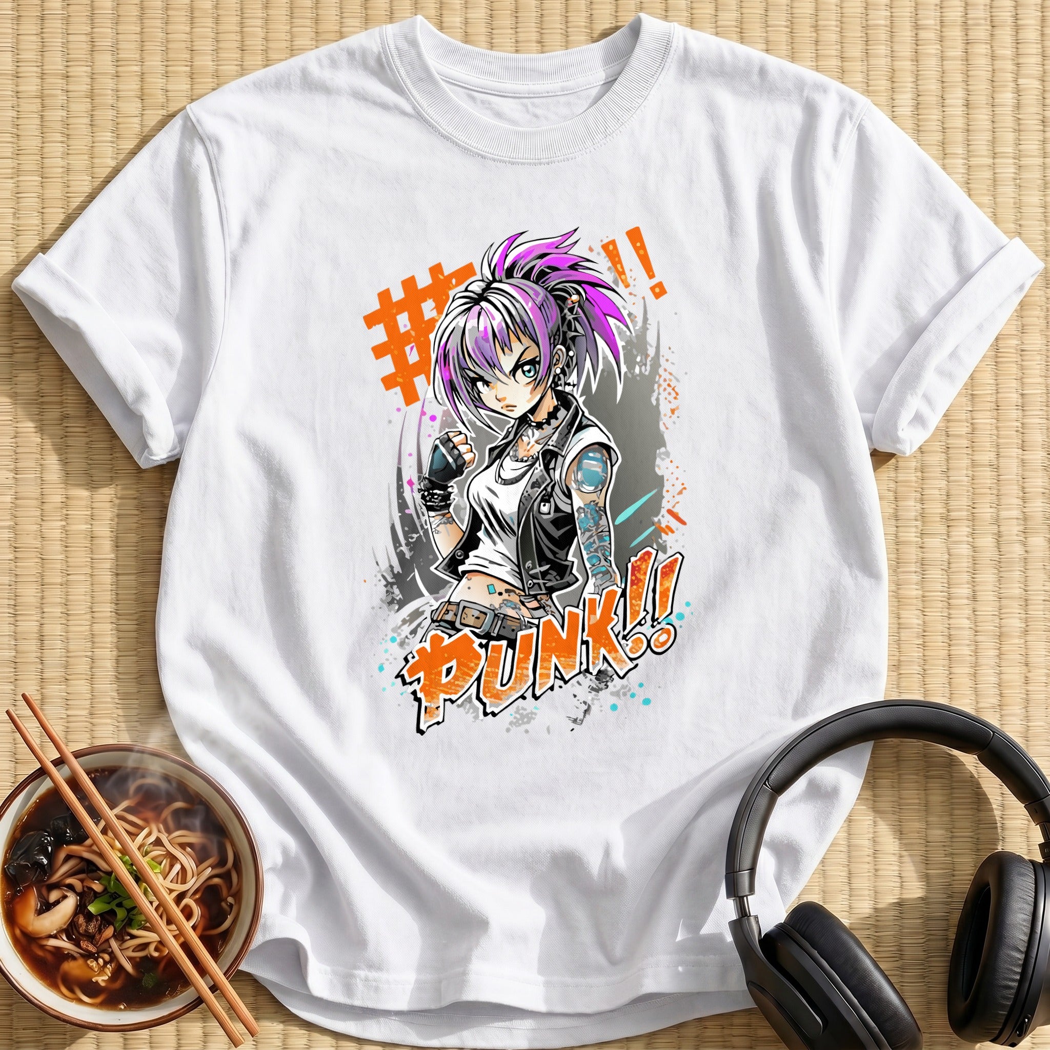 Tattooed Punk Anime Rebel Girl - White