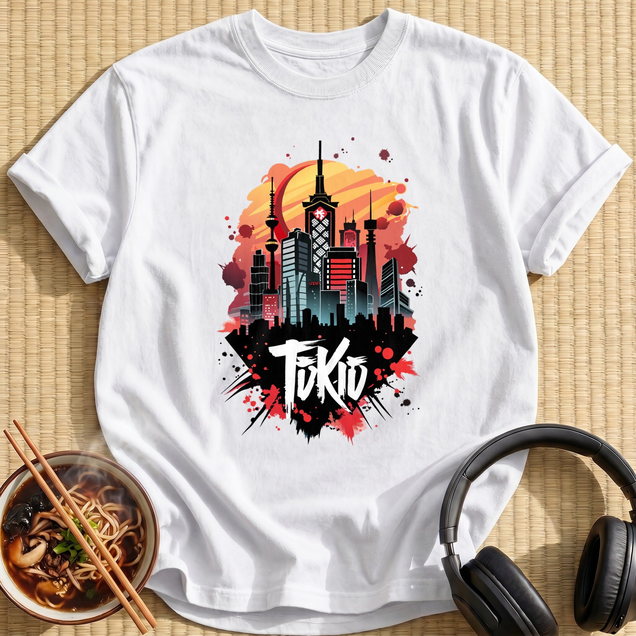 Tokio Sunset City Skyline Skyscrapers - White
