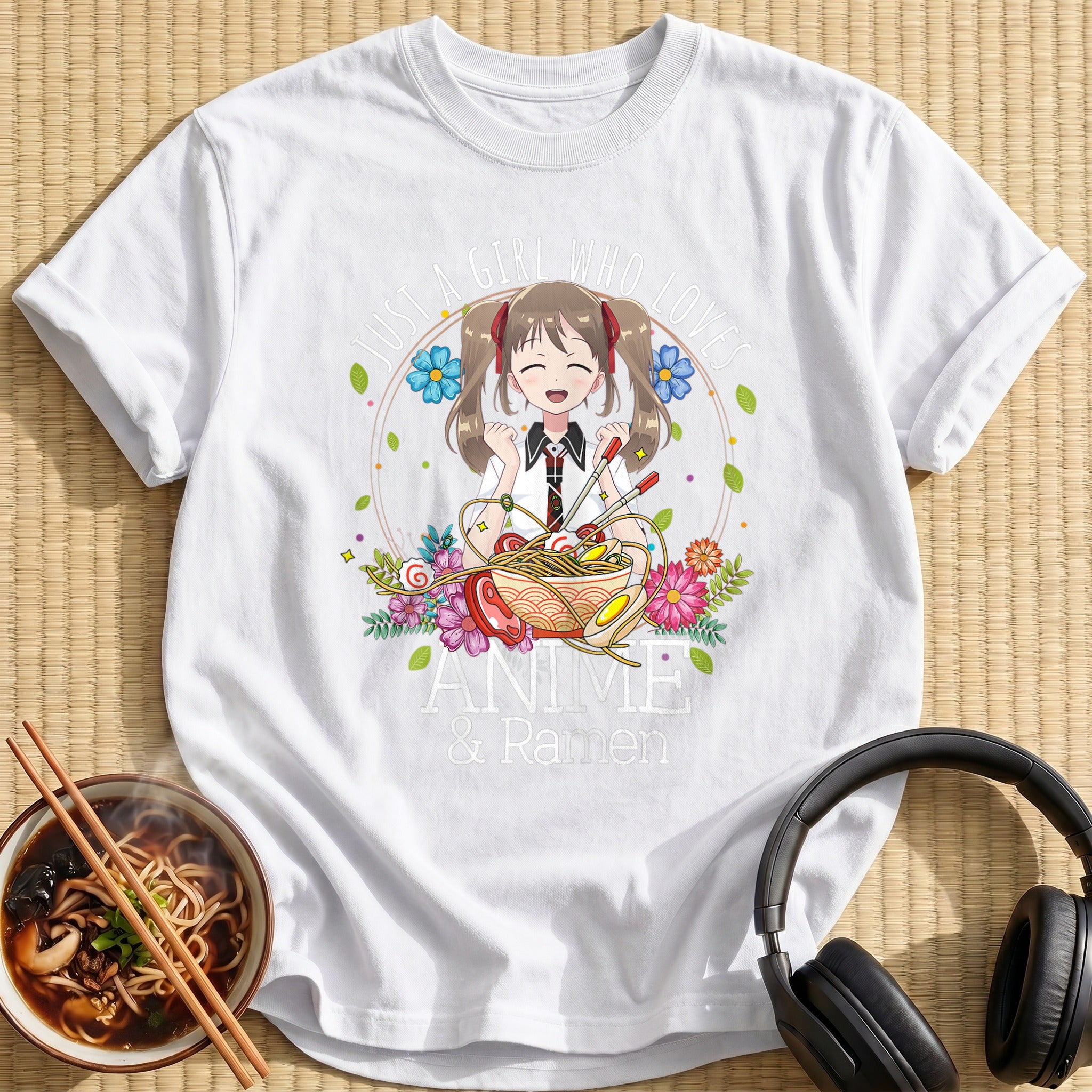 Twintail Girl Loves Anime Ramen - White