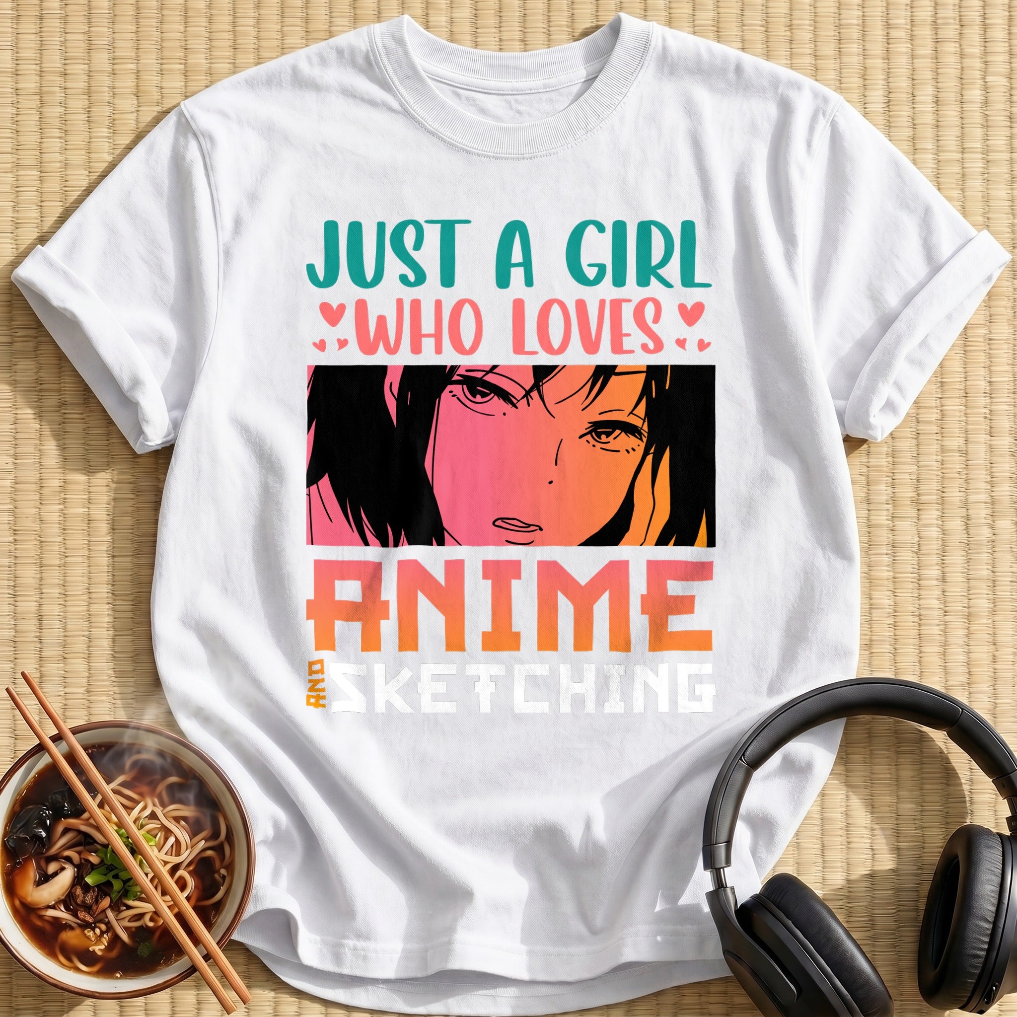 Who Loves Anime Brooding Girl Portrait - White